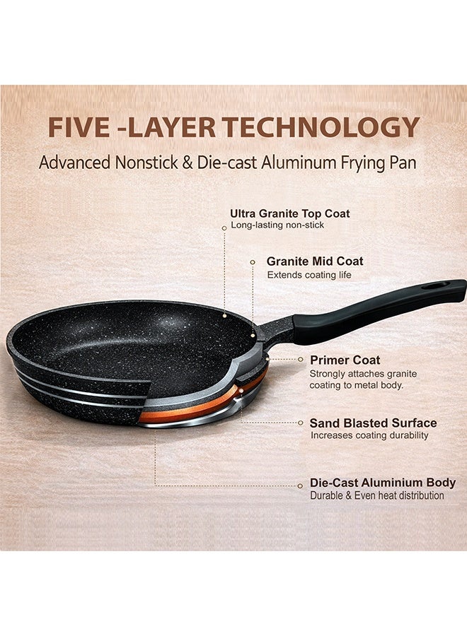 SONEX Marbella Premium Die-Cast Granite Cookware Set, 8-Piece Non-Stick Pots & Pans with Glass Lids, Healthy Low-Oil Cooking, Durable & Easy to Clean, Black - Image 3